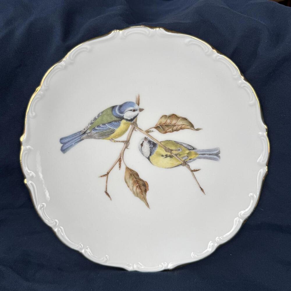 SCHUMANN Arzberg Bavaria Bird Plates Gold Rimmed 8” Vintage‎ Two Pair Birds